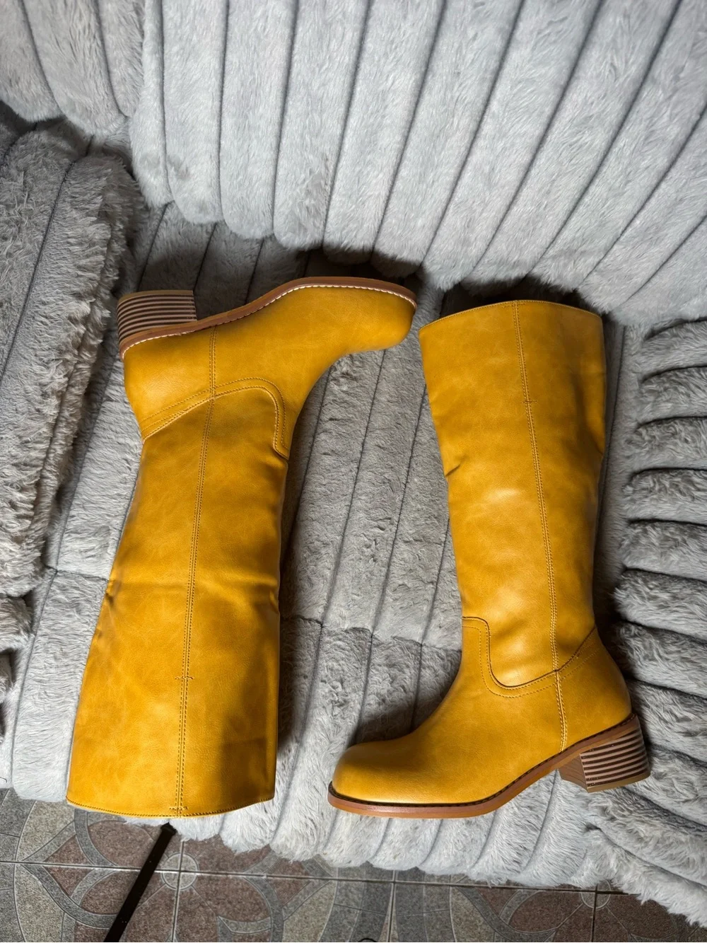 Women's Over-the-Knee Riding Boots in Mustard Yellow